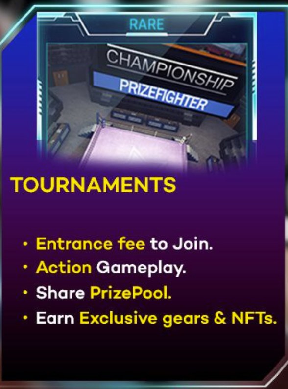 Tournaments — entrance fee, shared prize pool